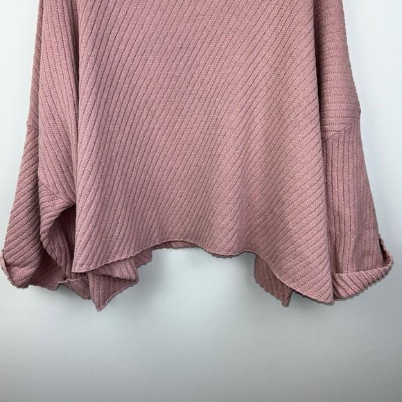 Free People Pink I Can’t Wait Cropped Cuff Oversized Sweater Rose Pink Women's L - Picture 11 of 15